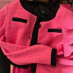 Crop Pink and Black Rivers Island Vintage Tweed Jacket